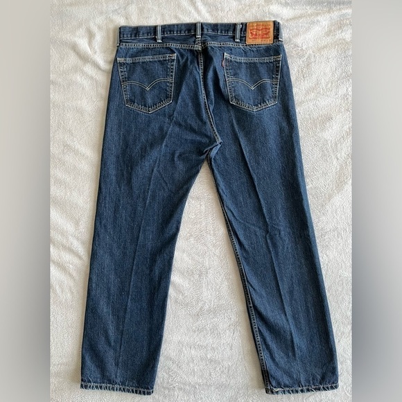 Levis 505 Dark Wash Jeans Men's Size 40x32 Regular Fit Straight Leg Denim Blue - Picture 2 of 10